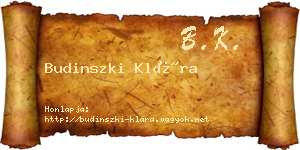 Budinszki Klára névjegykártya